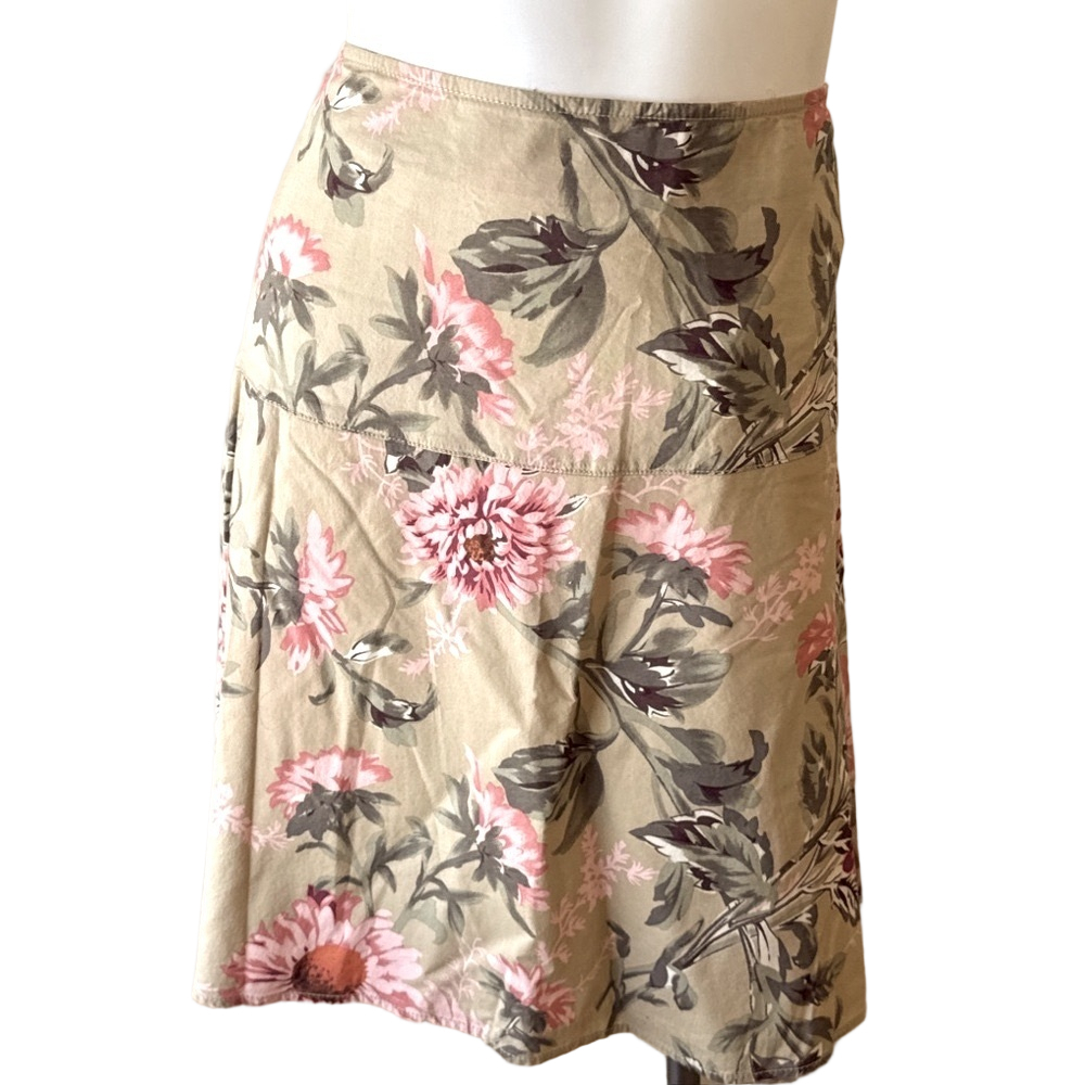 Tommy Hilfiger Skirt Womens Size 6 Floral Tan Pink Knee